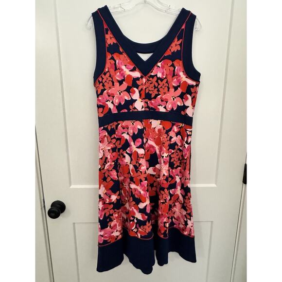 Lands' End Sleeveless Pink Flowers Ponte' Knit Dress Sz 14 NWT Cruise Preppy - Picture 6 of 9